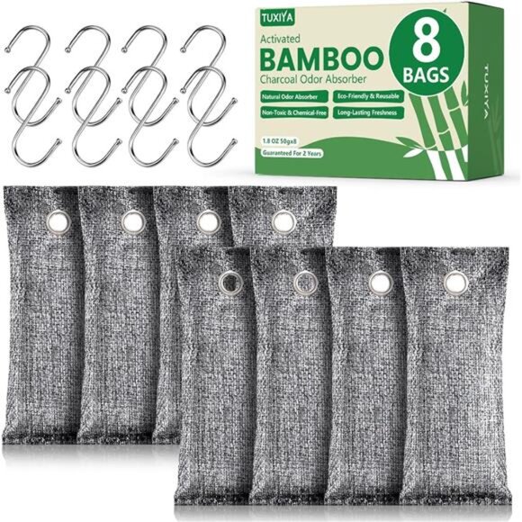 8 Pack Activated Charcoal Odor Absorber, Odor Eliminator for Strong 0dor,Shoe - Picture 1 of 8